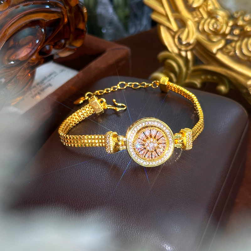 Compass Watch Luxury - 24k Gold 9999 Light Luxury Diamond-Encrusted