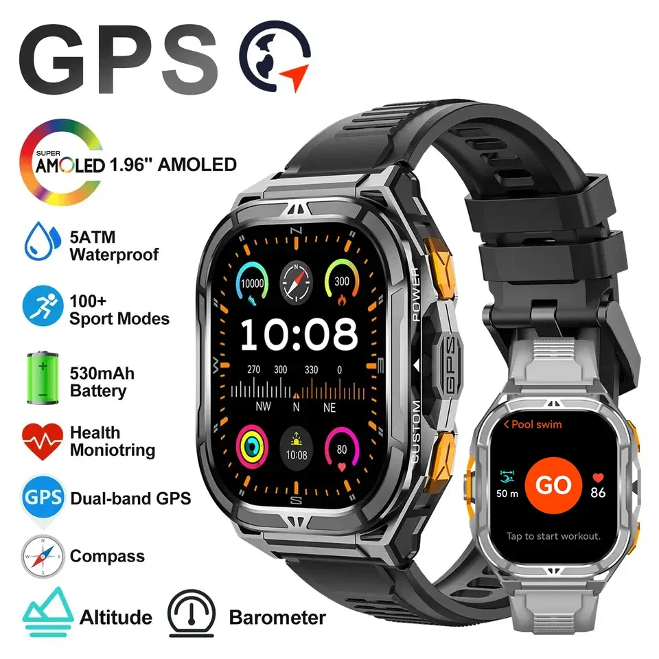 Compass Watch Luxury - Luxury AMOLED Smartwatch Real GPS 5ATM