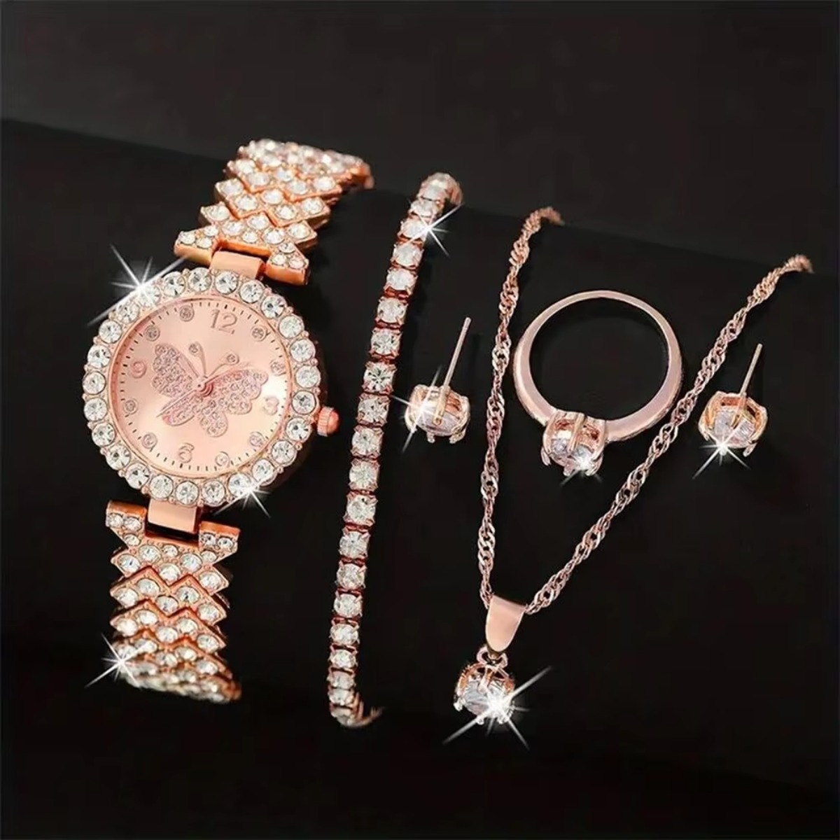 6PCS/Set Luxury Rhinestone But - Lux Watch review and price