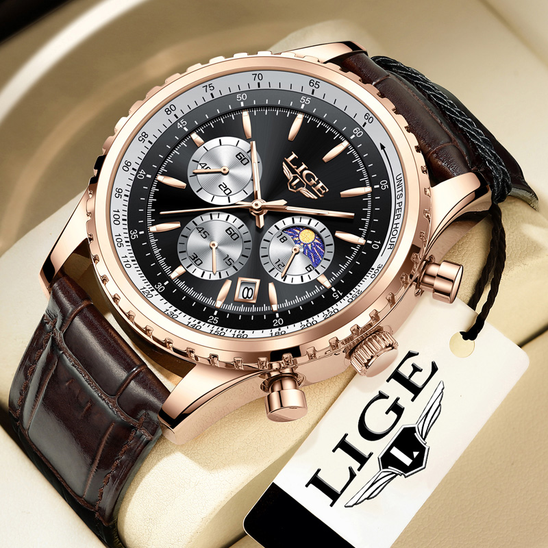 New Fashion Mens Watches LIGE  - Luxury Watch Collection Box review and price