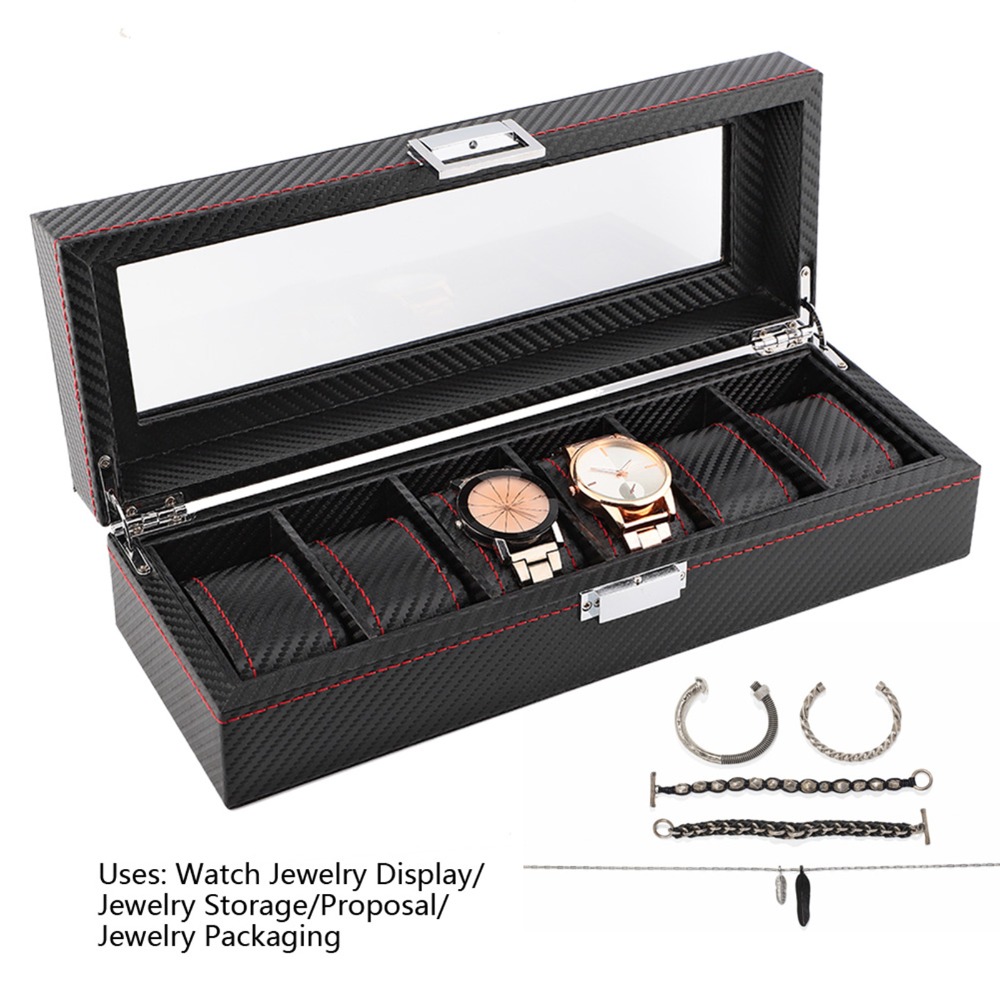 Dustproof Carbon Fiber Watch B - Luxury Watch Collection Box review and price
