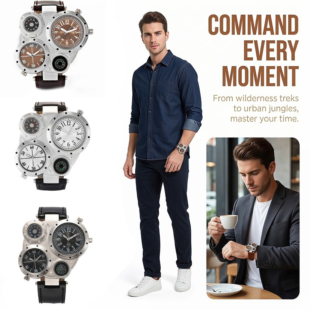 Luxury PU Leather Strap Big Fa - Compass Watch Luxury review and price