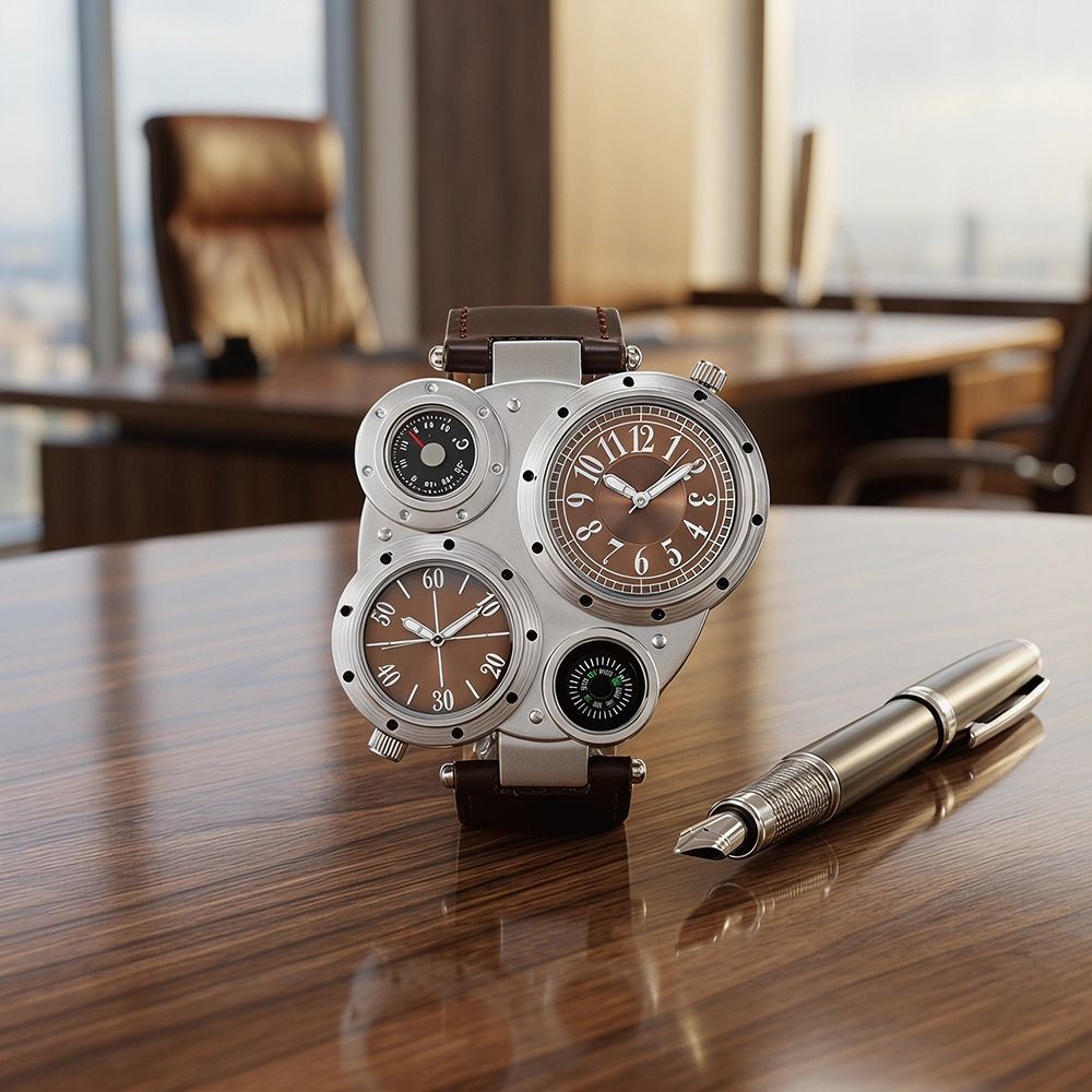 Luxury PU Leather Strap Big Fa - Compass Watch Luxury review and price