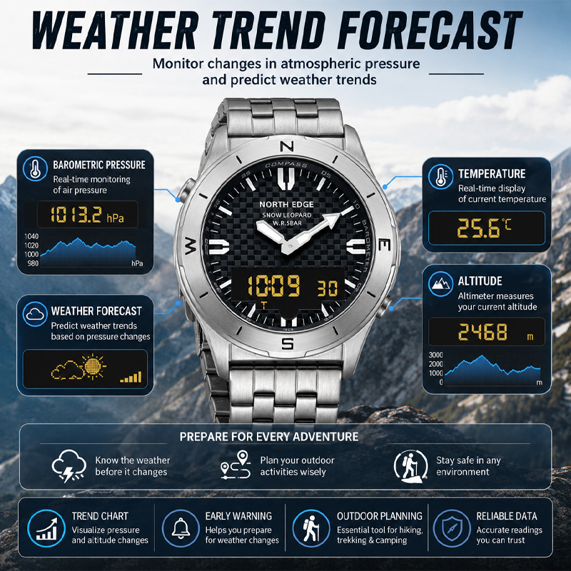 NORTH EDGE Men's Sports Digita - Compass Watch Luxury review and price